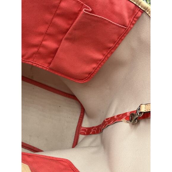Coach 25673 Authenticated Peyton Park Split Dream Coated Canvas Red Pink Tote - Picture 13 of 13